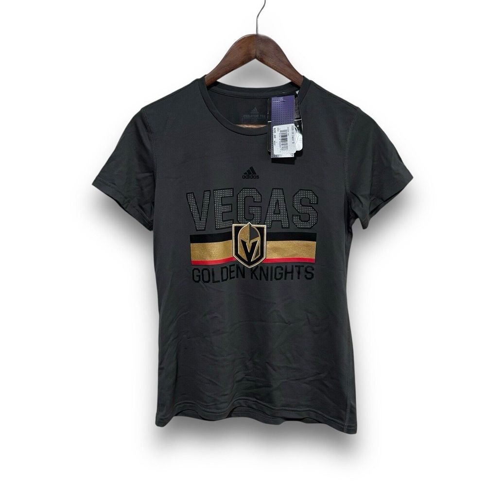 NWT Adidas Women's ClimaLITE Vegas Golden Knights NHL T-Shirt Gray Sz Sm 17x24
